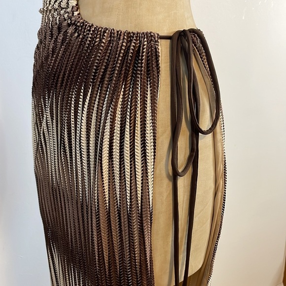 NWT Fashion Nova Dress X-Small Paradise Maxi Brown Cream Open Side High Slit - Picture 8 of 14